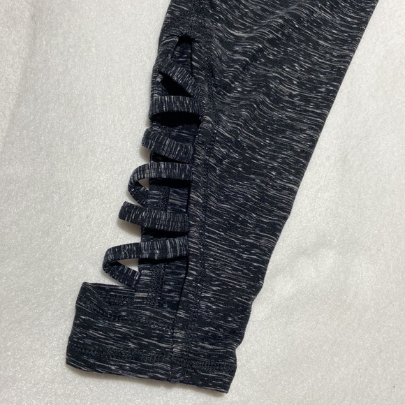 Balance Collection Leggings. Black & Gray Multi. Open Detail on Legs. Medium - Picture 5 of 9